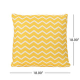 Yellow Lagoon Outdoor Water Resistant 18" Square Pillow, Orange Chevron Noble House