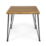 Noble House Zion Outdoor Industrial Acacia Wood Dining Table, Teak Finish