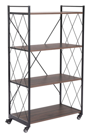 Zuo Modern Romania MDF, Steel Industrial Commercial Grade Shelf Brown, Black MDF, Steel