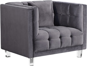 Mariel Acrylic / Velvet / Engineered Wood / Foam Contemporary Grey Velvet Chair - 40" W x 31" D x 31" H