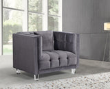 Mariel Acrylic / Velvet / Engineered Wood / Foam Contemporary Grey Velvet Chair - 40" W x 31" D x 31" H