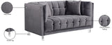 Mariel Acrylic / Velvet / Engineered Wood / Foam Contemporary Grey Velvet Loveseat - 63" W x 31" D x 31" H