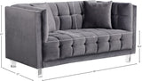 Mariel Acrylic / Velvet / Engineered Wood / Foam Contemporary Grey Velvet Loveseat - 63" W x 31" D x 31" H