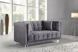 Mariel Acrylic / Velvet / Engineered Wood / Foam Contemporary Grey Velvet Loveseat - 63" W x 31" D x 31" H