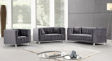 Mariel Acrylic / Velvet / Engineered Wood / Foam Contemporary Grey Velvet Loveseat - 63" W x 31" D x 31" H