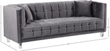 Mariel Acrylic / Velvet / Engineered Wood / Foam Contemporary Grey Velvet Sofa - 86.5" W x 31" D x 31" H