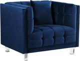 Mariel Acrylic / Velvet / Engineered Wood / Foam Contemporary Navy Velvet Chair - 40" W x 31" D x 31" H