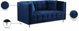 Mariel Acrylic / Velvet / Engineered Wood / Foam Contemporary Navy Velvet Loveseat - 63" W x 31" D x 31" H