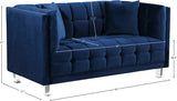 Mariel Acrylic / Velvet / Engineered Wood / Foam Contemporary Navy Velvet Loveseat - 63" W x 31" D x 31" H