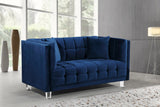 Mariel Acrylic / Velvet / Engineered Wood / Foam Contemporary Navy Velvet Loveseat - 63" W x 31" D x 31" H