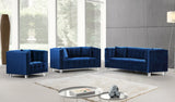 Mariel Acrylic / Velvet / Engineered Wood / Foam Contemporary Navy Velvet Loveseat - 63" W x 31" D x 31" H