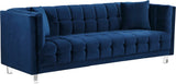 Mariel Acrylic / Velvet / Engineered Wood / Foam Contemporary Navy Velvet Sofa - 86.5" W x 31" D x 31" H