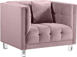 Mariel Acrylic / Velvet / Engineered Wood / Foam Contemporary Pink Velvet Chair - 40" W x 31" D x 31" H