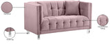 Mariel Acrylic / Velvet / Engineered Wood / Foam Contemporary Pink Velvet Loveseat - 63" W x 31" D x 31" H