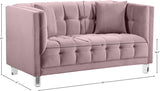 Mariel Acrylic / Velvet / Engineered Wood / Foam Contemporary Pink Velvet Loveseat - 63" W x 31" D x 31" H