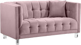 Mariel Acrylic / Velvet / Engineered Wood / Foam Contemporary Pink Velvet Loveseat - 63" W x 31" D x 31" H