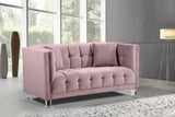 Mariel Acrylic / Velvet / Engineered Wood / Foam Contemporary Pink Velvet Loveseat - 63" W x 31" D x 31" H