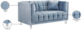 Mariel Acrylic / Velvet / Engineered Wood / Foam Contemporary Sky Blue Velvet Loveseat - 63" W x 31" D x 31" H