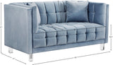 Mariel Acrylic / Velvet / Engineered Wood / Foam Contemporary Sky Blue Velvet Loveseat - 63" W x 31" D x 31" H