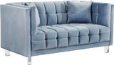 Mariel Acrylic / Velvet / Engineered Wood / Foam Contemporary Sky Blue Velvet Loveseat - 63" W x 31" D x 31" H