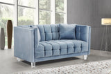 Mariel Acrylic / Velvet / Engineered Wood / Foam Contemporary Sky Blue Velvet Loveseat - 63" W x 31" D x 31" H