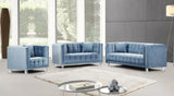 Mariel Acrylic / Velvet / Engineered Wood / Foam Contemporary Sky Blue Velvet Loveseat - 63" W x 31" D x 31" H