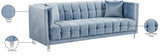Mariel Acrylic / Velvet / Engineered Wood / Foam Contemporary Sky Blue Velvet Sofa - 86.5" W x 31" D x 31" H