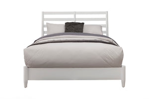 Alpine Furniture Flynn Retro California King Bed w/Slat Back Headboard, White 1066-W-27CK White Mahogany Solids & Okoume Veneer 76.5 x 90 x 52