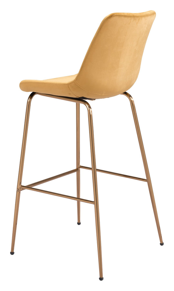 Zuo Modern Tony 100% Polyester, Plywood, Steel Modern Commercial Grade Barstool Yellow, Gold 100% Polyester, Plywood, Steel