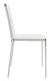 Zuo Modern Alex 100% Polyurethane, Plywood, Steel Modern Commercial Grade Dining Chair Set - Set of 4 White, Chrome 100% Polyurethane, Plywood, Steel