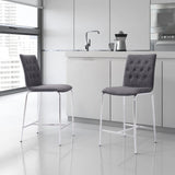 Zuo Modern Uppsala 100% Polyester, Plywood, Steel Modern Commercial Grade Counter Stool Set - Set of 2 Graphite, Chrome 100% Polyester, Plywood, Steel