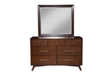 Alpine Furniture Flynn Mid Century Modern Mirror, Walnut 966WAL-06 Walnut Mahogany Solids & Okoume Veneer 42 x 1 x 37