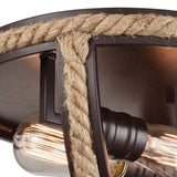 Natural Rope 13'' Wide 2-Light Flush Mount - Oil Rubbed Bronze