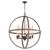 Natural Rope 34'' Wide 6-Light Chandelier - Oil Rubbed Bronze