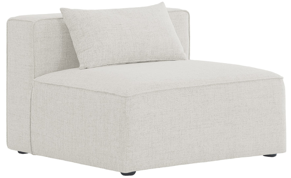 Cube Linen Textured Fabric / Engineered Wood / Foam Contemporary Cream Durable Linen Textured Armless - 36" W x 36" D x 26" H