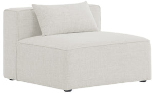 Cube Linen Textured Fabric / Engineered Wood / Foam Contemporary Cream Durable Linen Textured Armless - 36" W x 36" D x 26" H