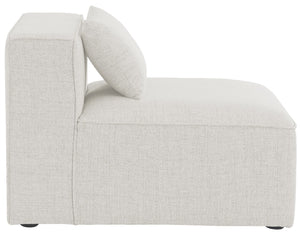 Cube Linen Textured Fabric / Engineered Wood / Foam Contemporary Cream Durable Linen Textured Armless - 36" W x 36" D x 26" H