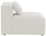 Cube Linen Textured Fabric / Engineered Wood / Foam Contemporary Cream Durable Linen Textured Armless - 36" W x 36" D x 26" H