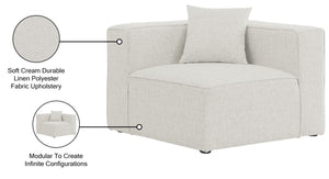 Cube Linen Textured Fabric / Engineered Wood / Foam Contemporary Cream Durable Linen Textured Corner - 36" W x 36" D x 26" H