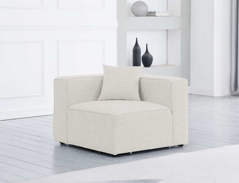Cube Linen Textured Fabric / Engineered Wood / Foam Contemporary Cream Durable Linen Textured Corner - 36" W x 36" D x 26" H