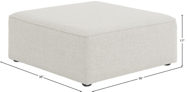 Cube Linen Textured Fabric / Engineered Wood / Foam Contemporary Cream Durable Linen Textured Ottoman - 36" W x 36" D x 17" H