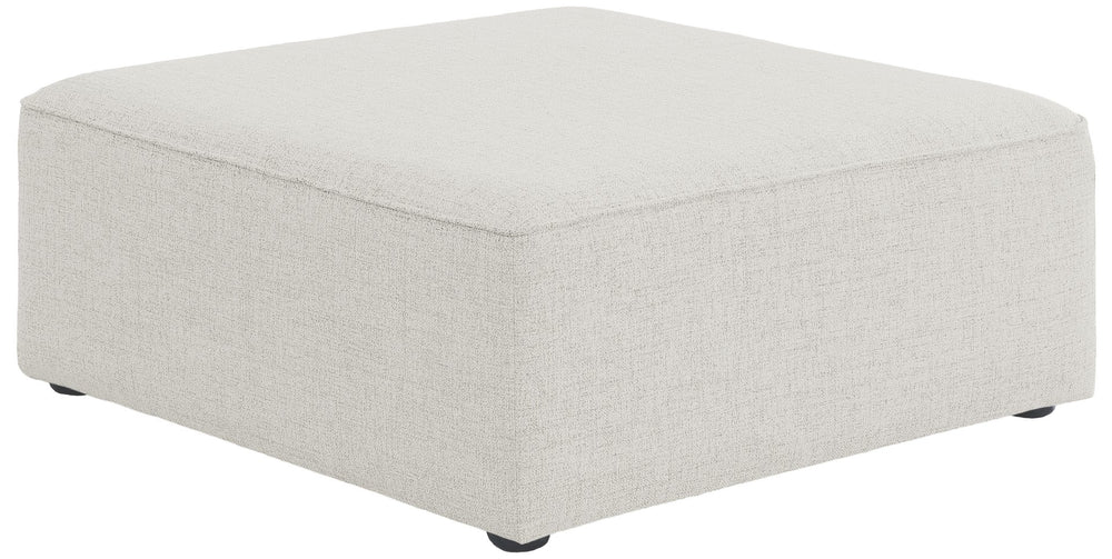 Cube Linen Textured Fabric / Engineered Wood / Foam Contemporary Cream Durable Linen Textured Ottoman - 36" W x 36" D x 17" H