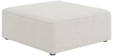 Cube Linen Textured Fabric Contemporary Ottoman