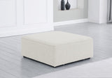 Cube Linen Textured Fabric / Engineered Wood / Foam Contemporary Cream Durable Linen Textured Ottoman - 36" W x 36" D x 17" H