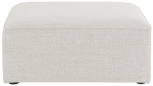 Cube Linen Textured Fabric / Engineered Wood / Foam Contemporary Cream Durable Linen Textured Ottoman - 36" W x 36" D x 17" H