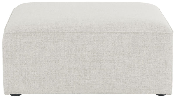 Cube Linen Textured Fabric / Engineered Wood / Foam Contemporary Cream Durable Linen Textured Ottoman - 36" W x 36" D x 17" H