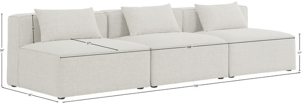 Cube Linen Textured Fabric / Engineered Wood / Foam Contemporary Cream Durable Linen Textured Modular Sofa - 108" W x 36" D x 26" H
