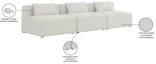Cube Linen Textured Fabric / Engineered Wood / Foam Contemporary Cream Durable Linen Textured Modular Sofa - 108" W x 36" D x 26" H