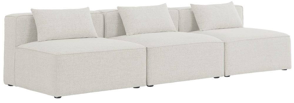 Cube Linen Textured Fabric / Engineered Wood / Foam Contemporary Cream Durable Linen Textured Modular Sofa - 108" W x 36" D x 26" H