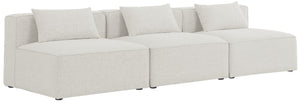 Cube Linen Textured Fabric / Engineered Wood / Foam Contemporary Cream Durable Linen Textured Modular Sofa - 108" W x 36" D x 26" H